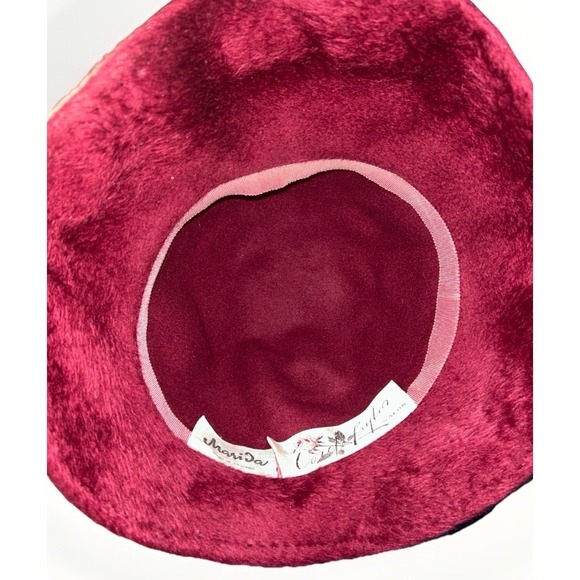Vintage 80s Mari Da Lady Jaylo Angora Hat Made England Wine Cloche Lord & Taylor main image 4